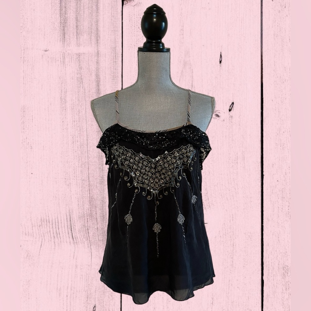 FREE PEOPLE Women’s 100% Silk Lined Embellished Tank Top - Size Small